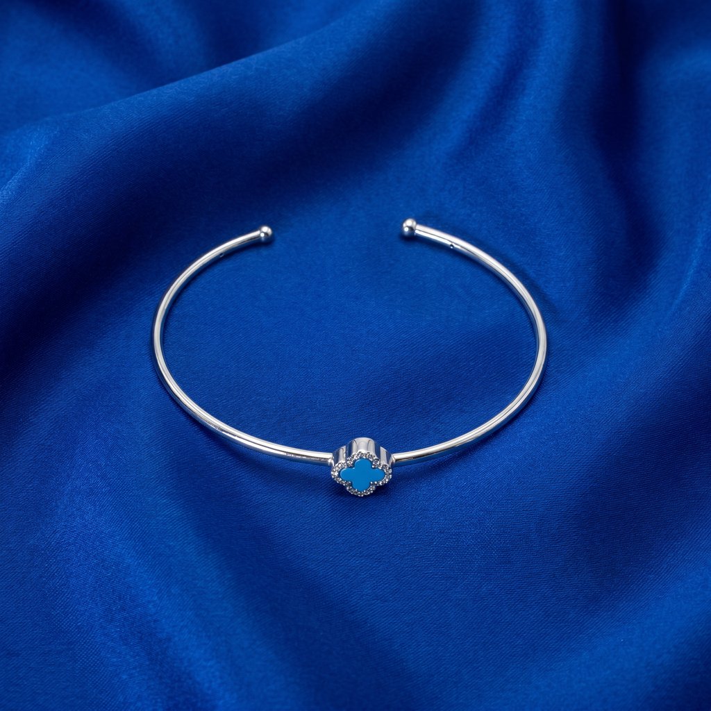 [ISB0035] Turquoise Clover Cuff Bangle