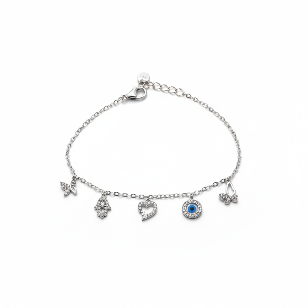 Lucky Charm Bracelet – Hamsa, Evil Eye & Heart