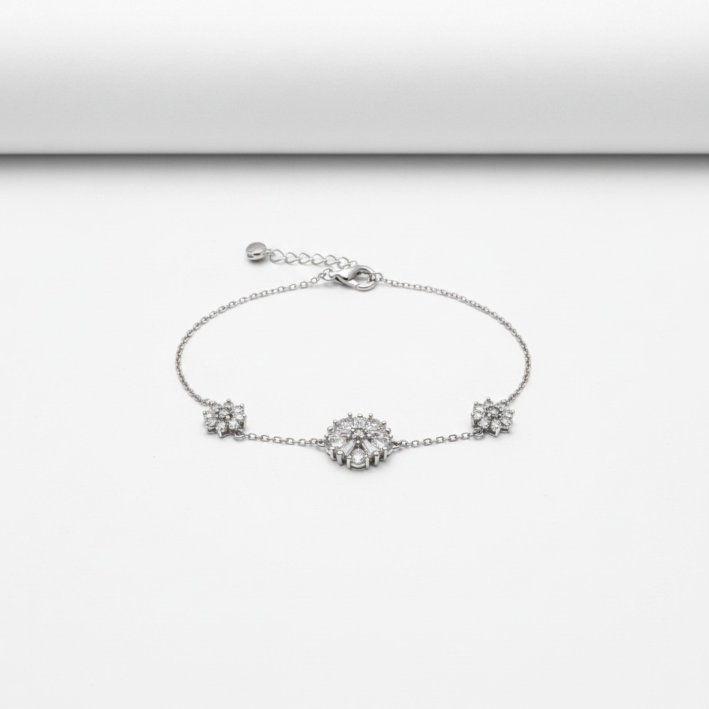 Triple Crystal Rosette Bracelet