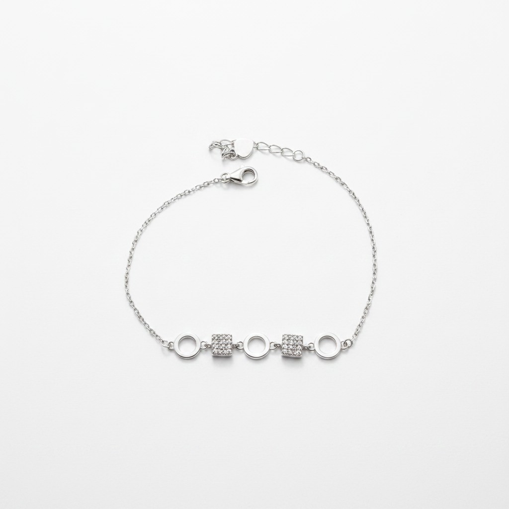 Geo Circle & Pavé Square Station Bracelet