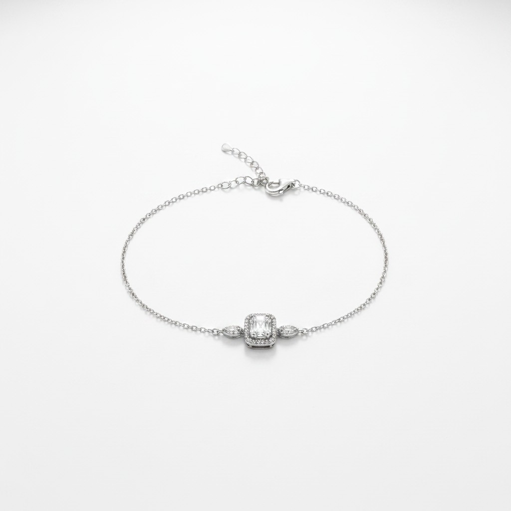 Emerald-Cut Halo CZ Bracelet