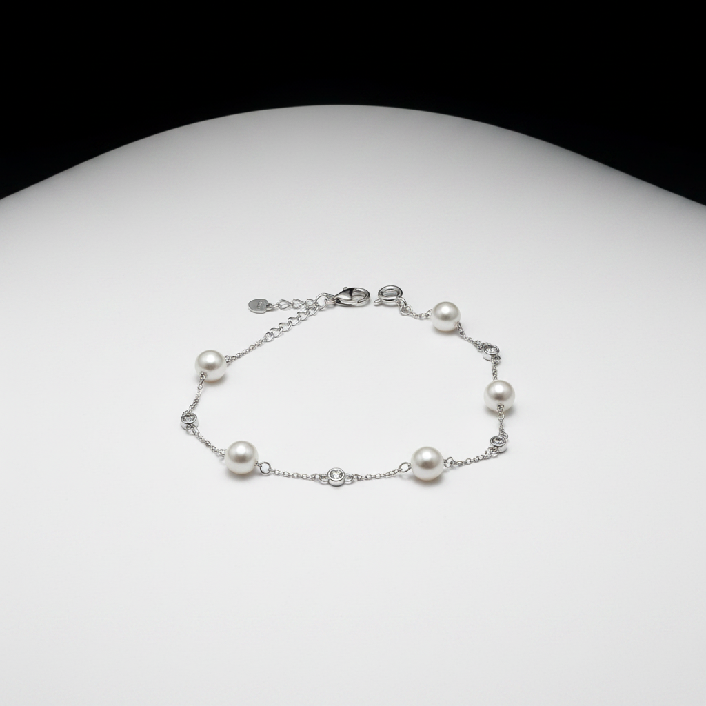 Pearl & Crystal Station Bracelet