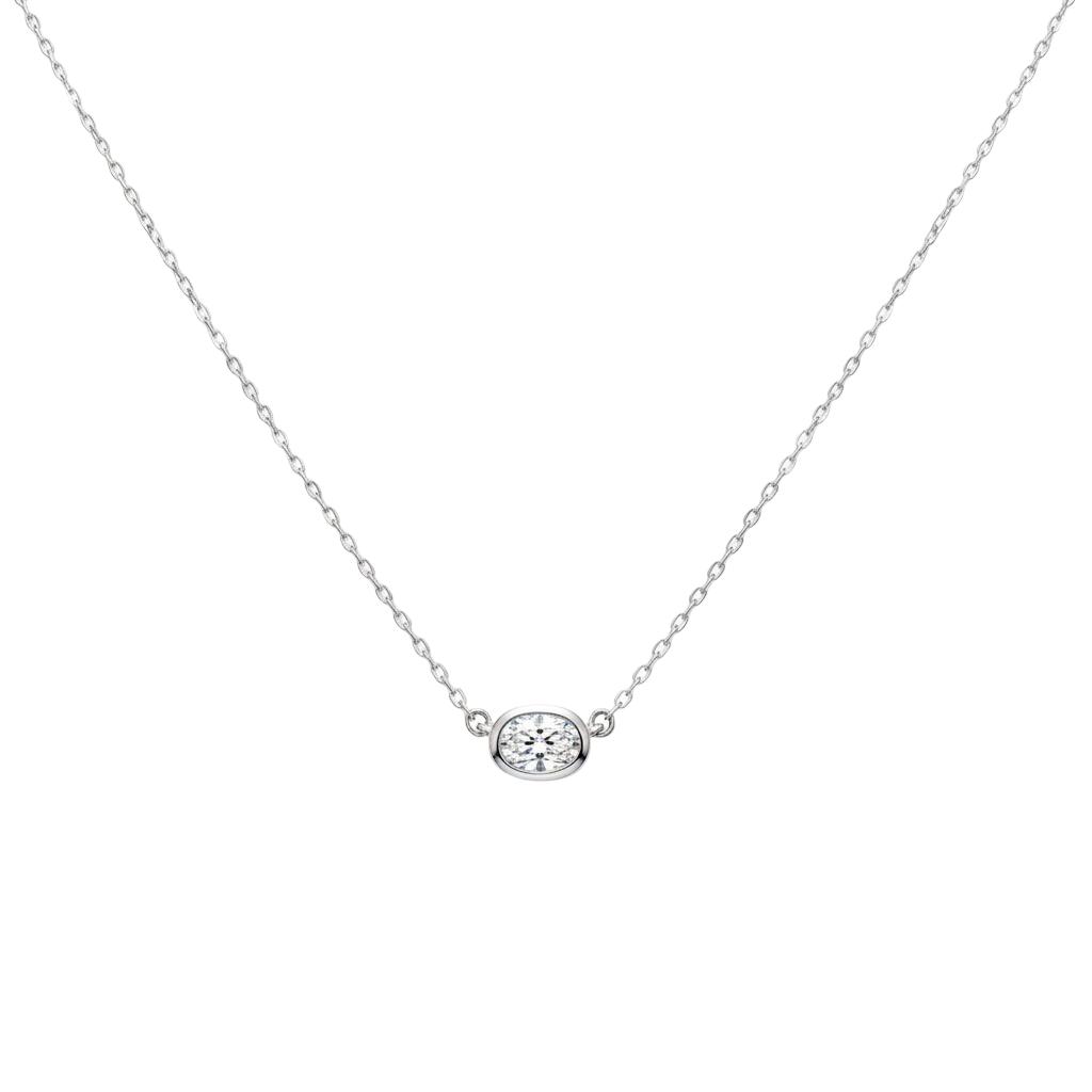Oval CZ Bezel Solitaire Necklace