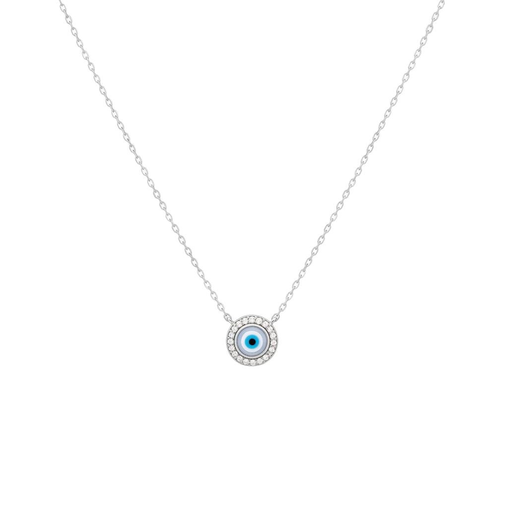 Evil Eye CZ Halo Necklace