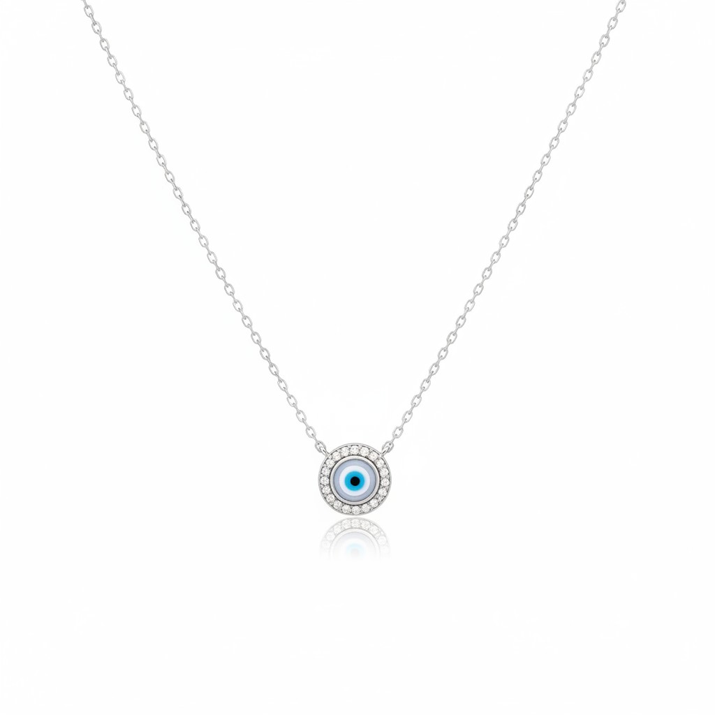 Evil Eye CZ Halo Necklace