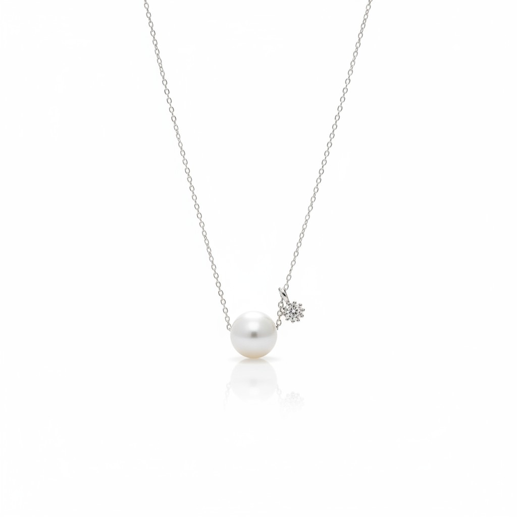 Pearl & CZ Snowflake Necklace