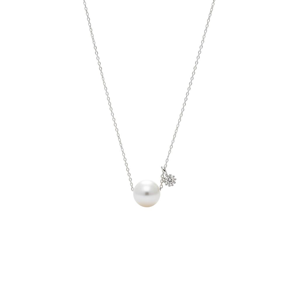 Pearl and CZ Snowflake Necklace