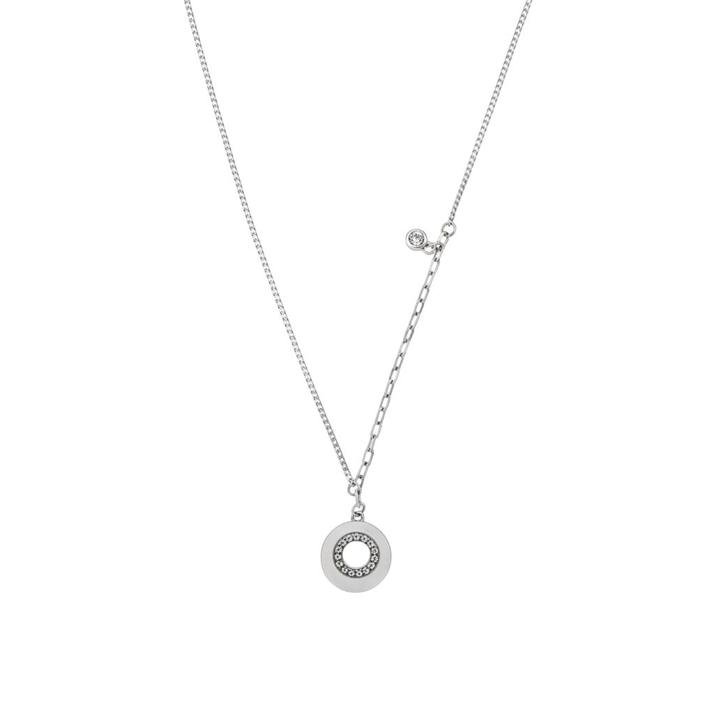 Mixed Chain Circle Disc Pendant Necklace