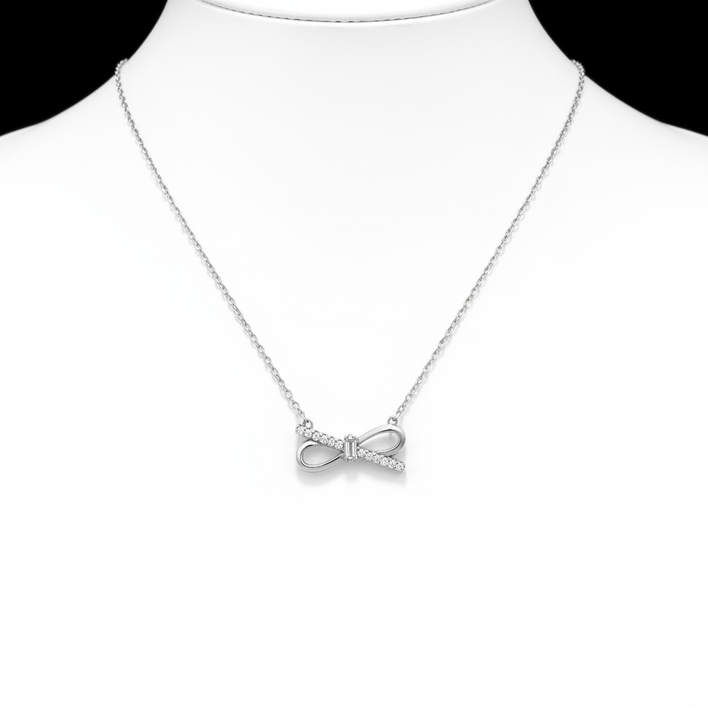 CZ Bow Pendant Necklace