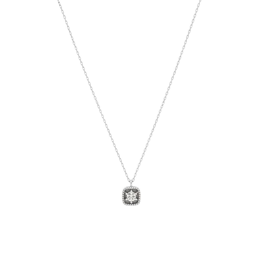 Cushion Square Dark CZ Snowflake Necklace