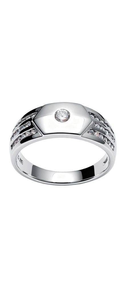 Men's Pentagon CZ Signet Ring with Channel Shoulders