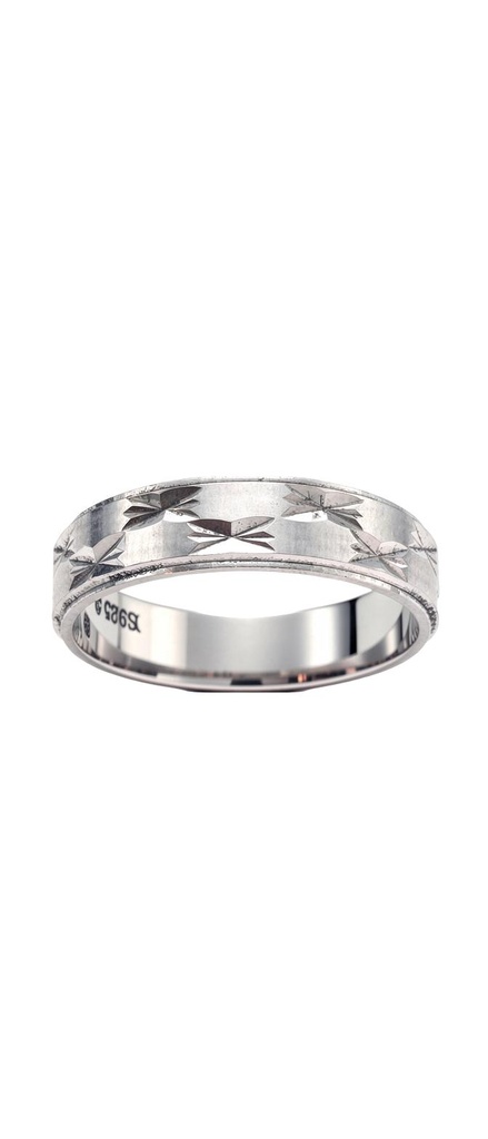 Star-Burst Diamond-Cut Band Ring