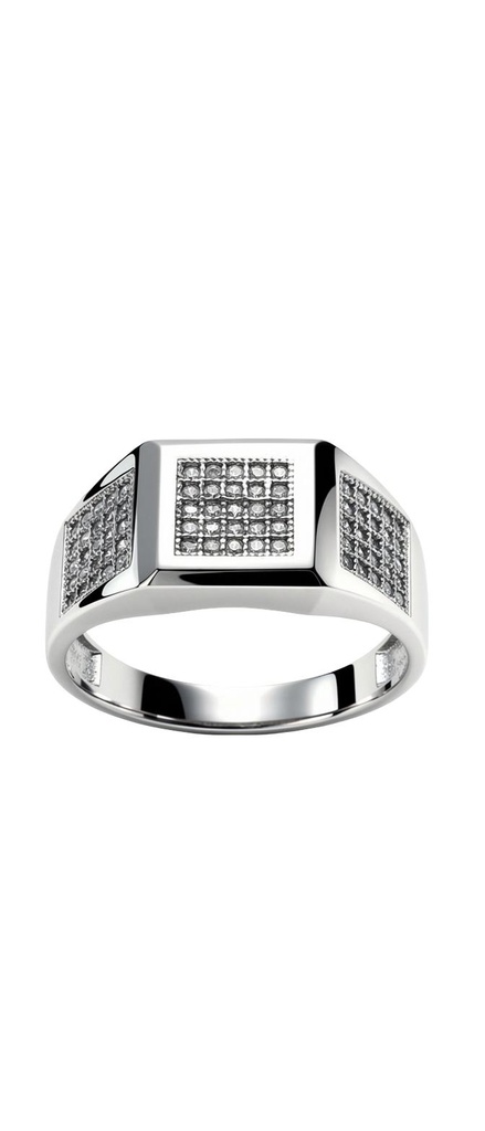 Men's Square Pave CZ Signet Ring with Pave Shoulders