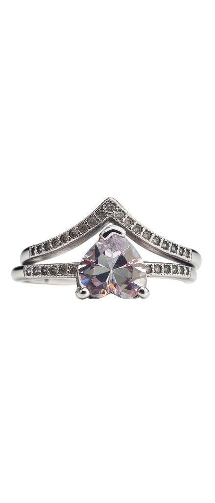 Pear Pink CZ Chevron Halo Ring