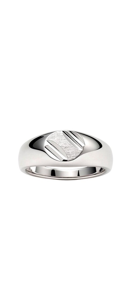 Dome Signet Ring with Diagonal Stripe Detail
