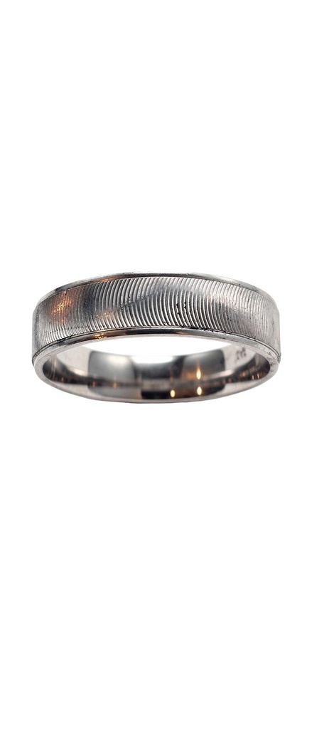 Fine-Line Engraved Wide Band Ring