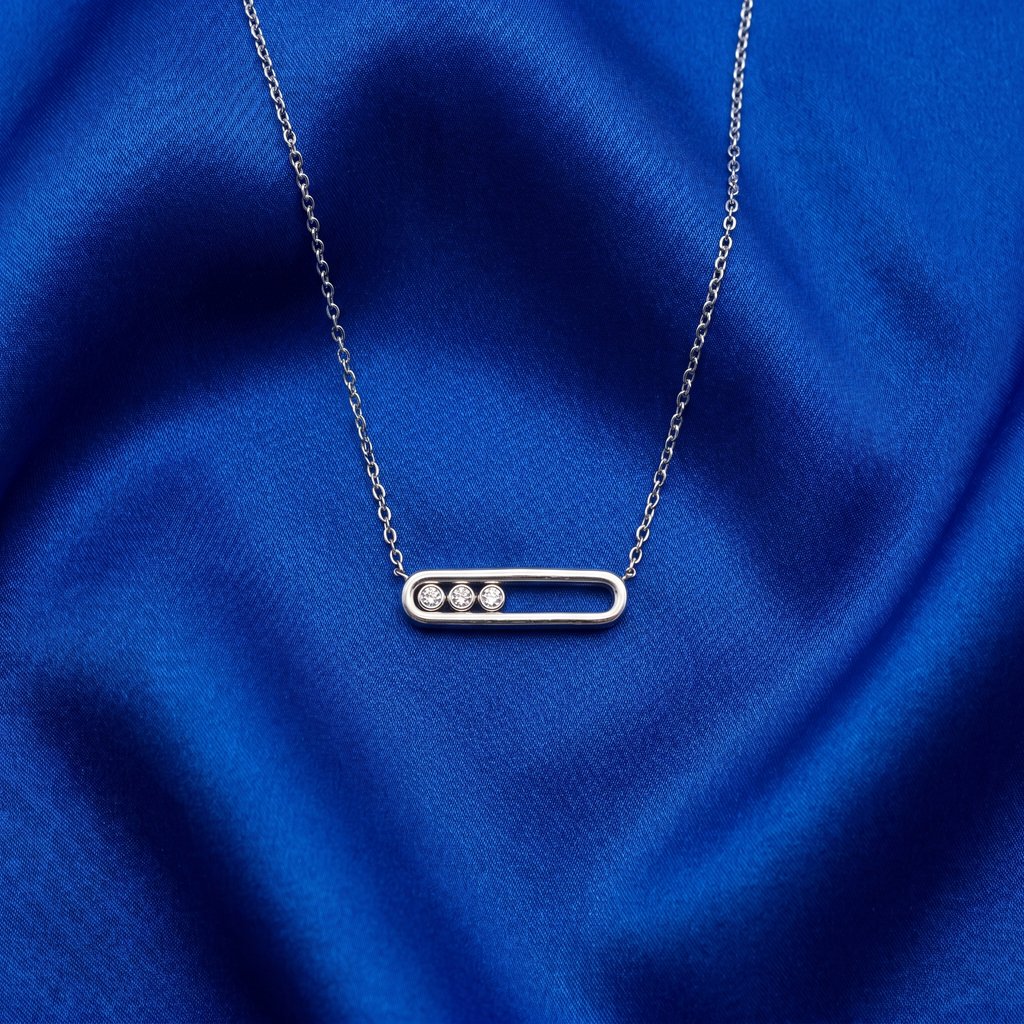 [DCH0523] Sliding CZ Bar Necklace
