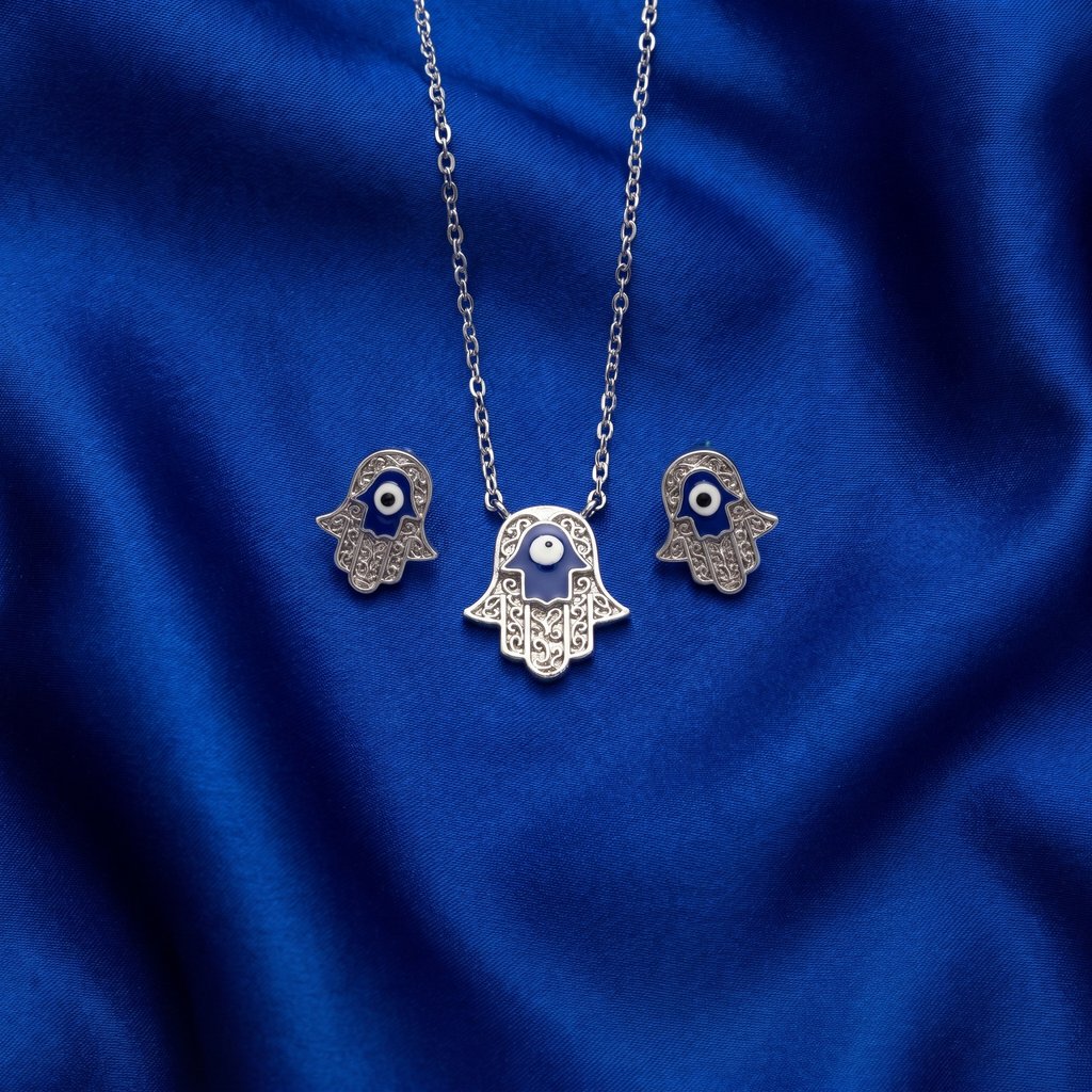 [DS0062] Hamsa Hand Necklace & Earrings Set