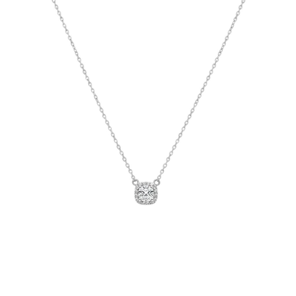 Round CZ Cluster Solitaire Necklace