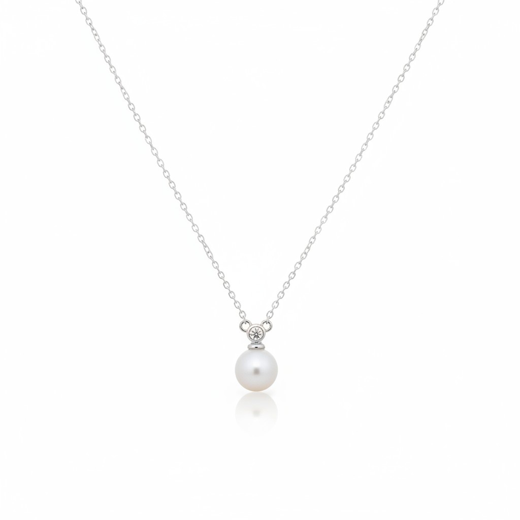 Pearl & CZ Drop Pendant Necklace