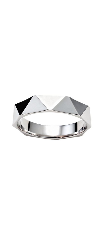 Geometric Faceted Pyramid Band Ring