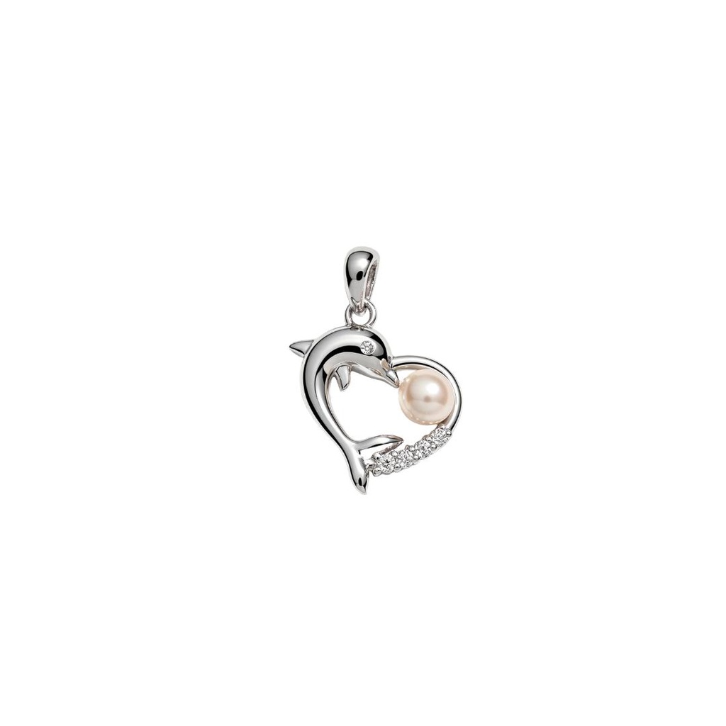 Dolphin and Pearl Heart Pendant