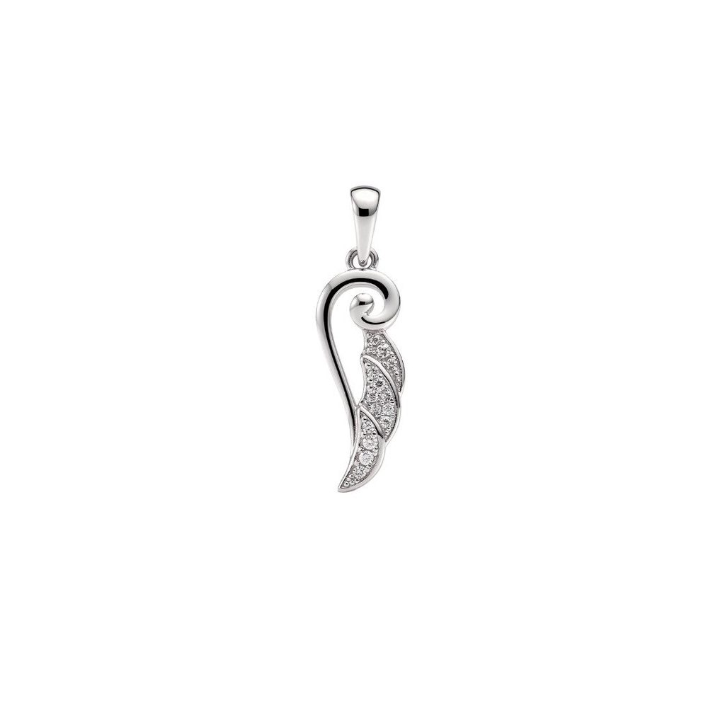 Feather Swirl CZ Pendant