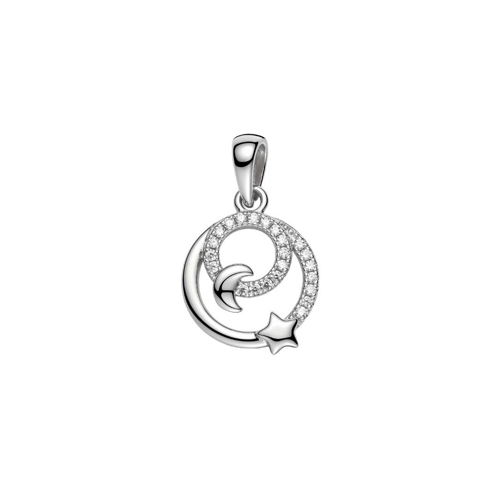 Celestial Moon and Star Circle Pendant