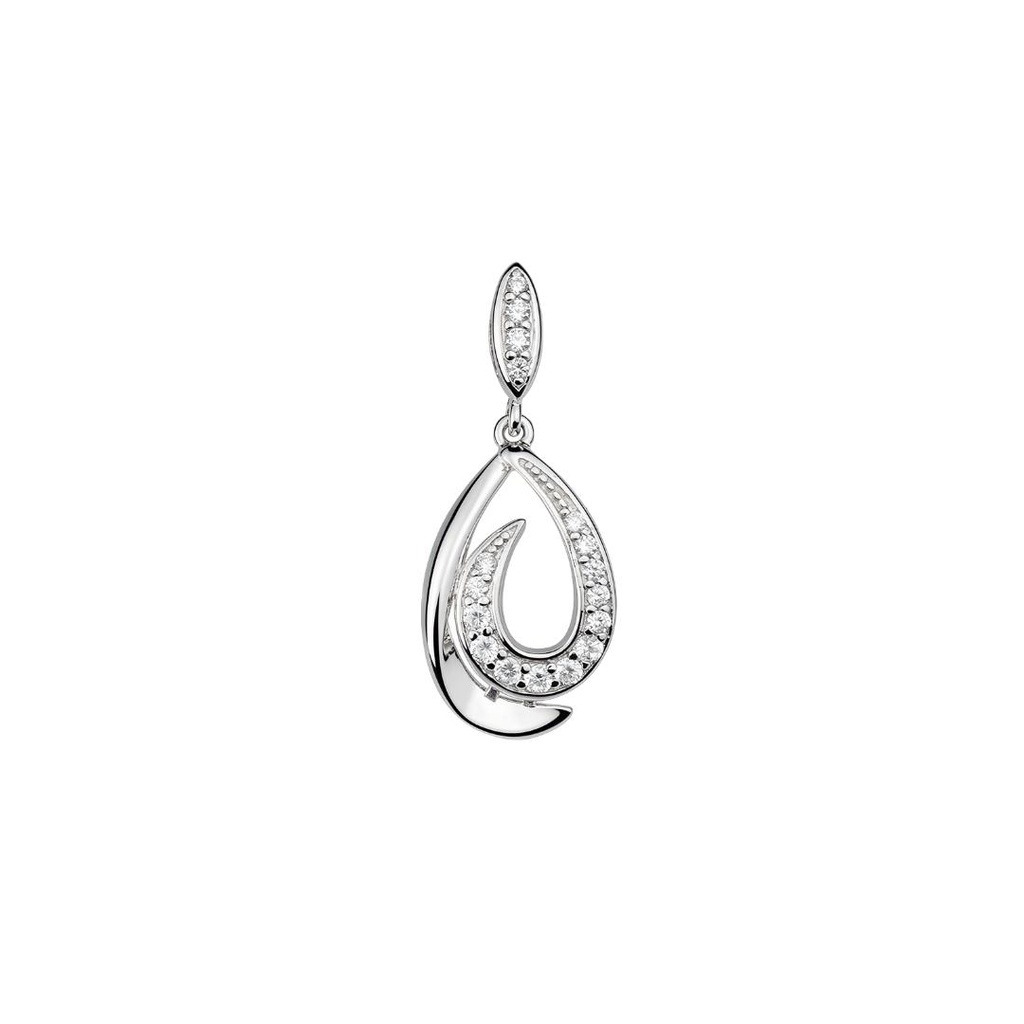 Teardrop Spiral CZ Drop Pendant