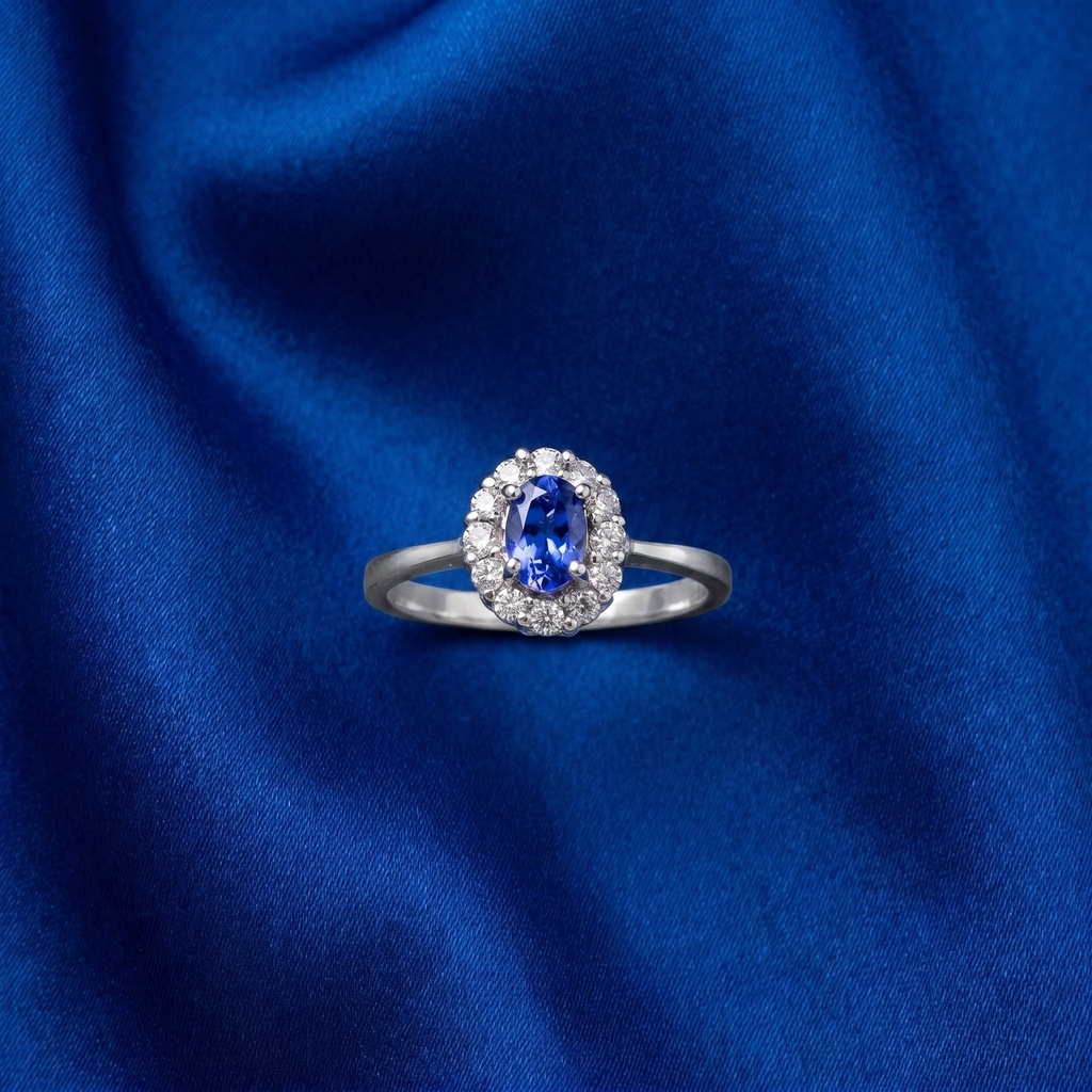 [B29] Tanzanite Oval Halo Ring