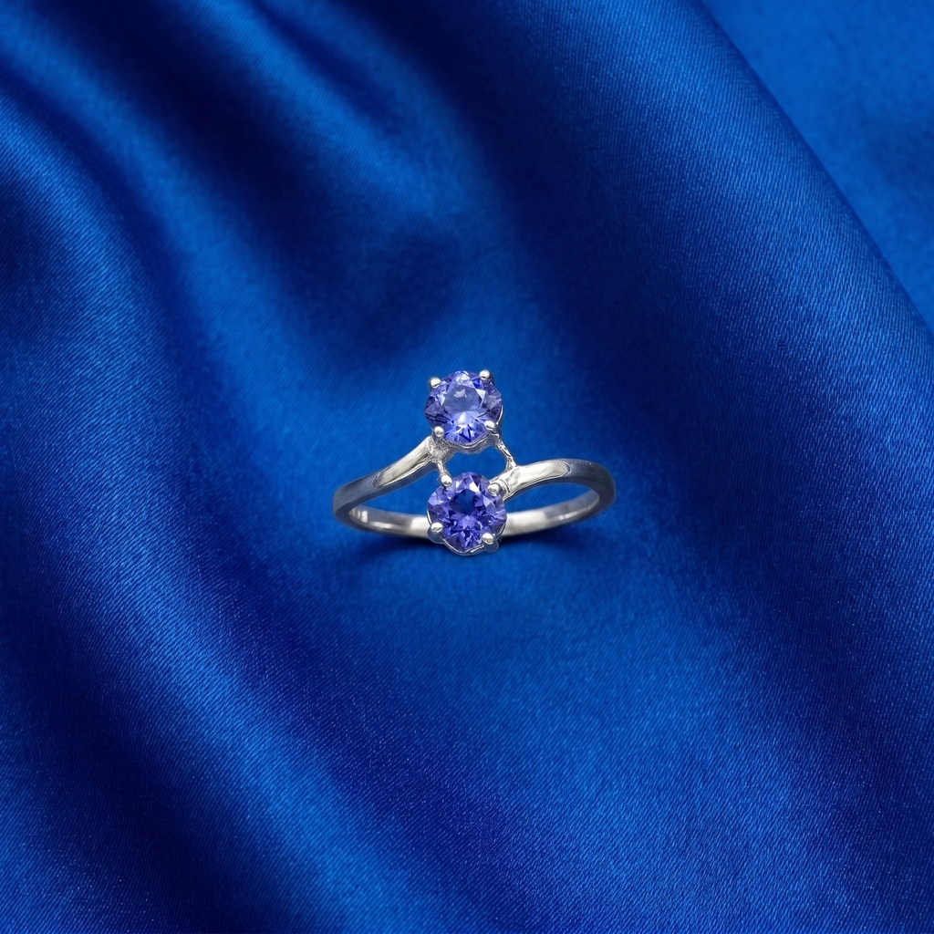 [B25] Tanzanite Two-Stone Bypass Ring