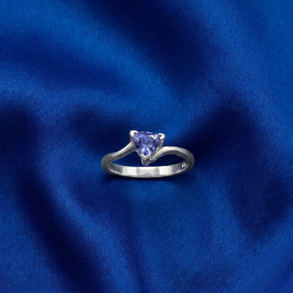 [A15] Tanzanite Trillion Bypass Solitaire Ring