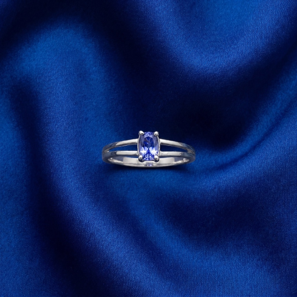 [A18] Tanzanite Elongated Oval Split Shank Ring