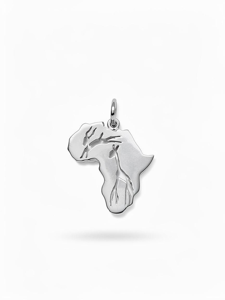 Africa Map Giraffe Engraved Pendant