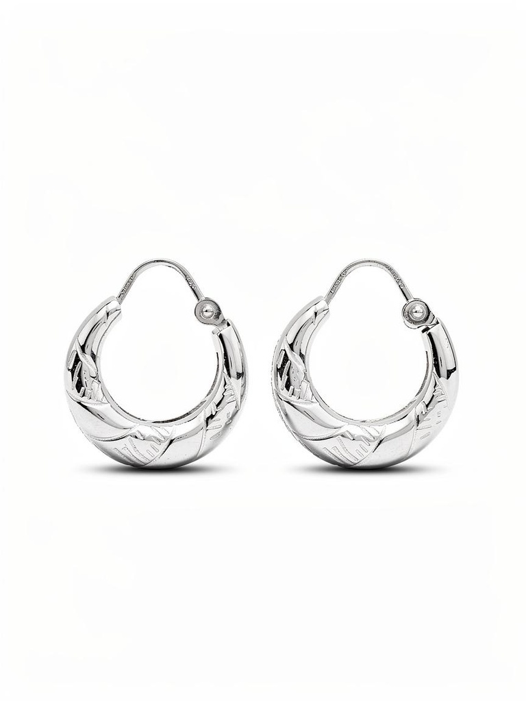 Puff Hoop Earrings with Geometric Cut Detail